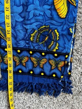Blue & Yellow Butterfly Print Scarf or swim coverup